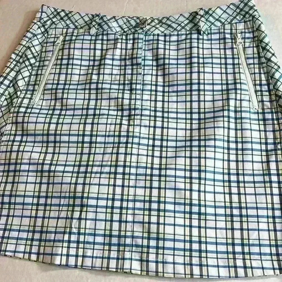 Nivo by Lanctot Golf Skirt with under shorts yellow and blue plaid size 10 skort - Picture 5 of 13